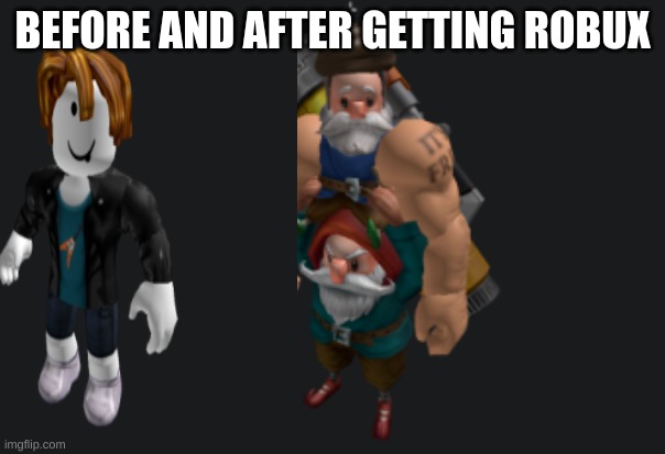 BOBUX MONEYYyY HAHAa | BEFORE AND AFTER GETTING ROBUX | image tagged in roblox,meme,funny,robuc,free robux,not clickbait | made w/ Imgflip meme maker
