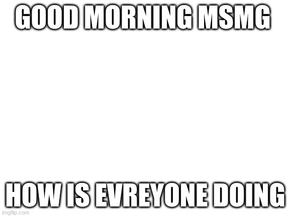 Blank White Template | GOOD MORNING MSMG; HOW IS EVREYONE DOING | image tagged in blank white template | made w/ Imgflip meme maker