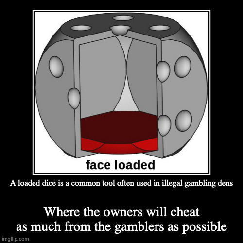 Loaded Die | image tagged in demotivationals,gambling,die | made w/ Imgflip demotivational maker