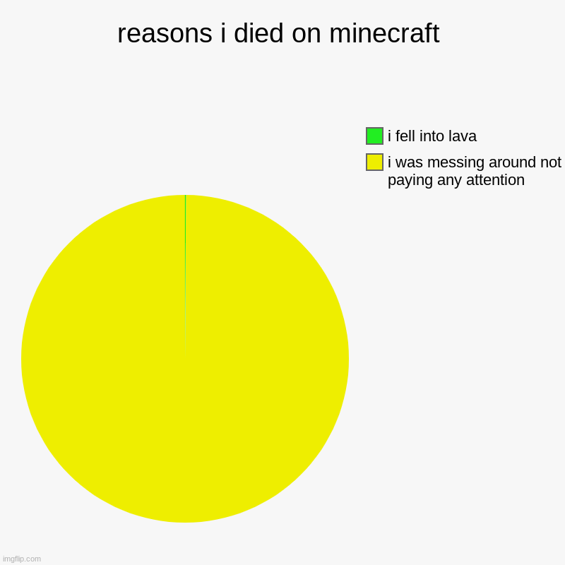 reasons i died on minecraft | i was messing around not paying any attention, i fell into lava | image tagged in charts,pie charts | made w/ Imgflip chart maker