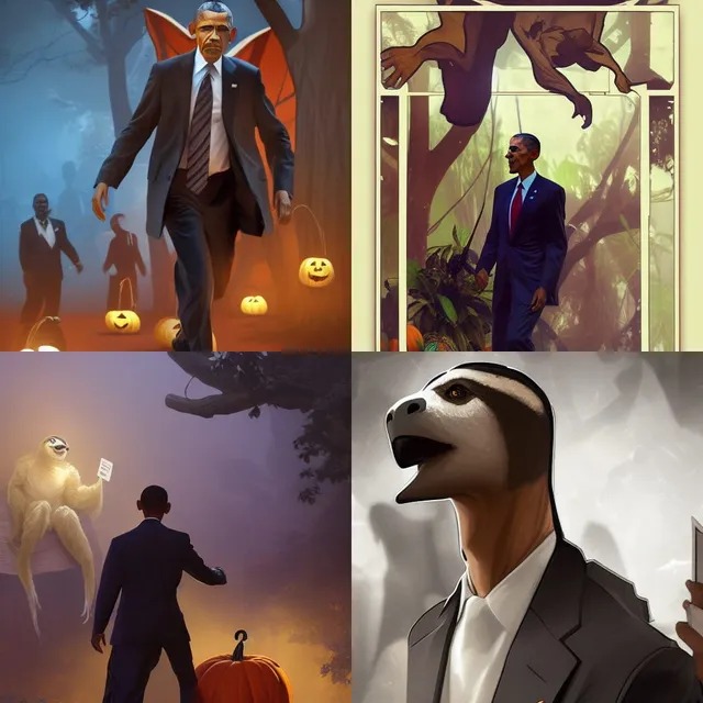 Barack Obama casting a vote as a costumed Halloween sloth Blank Meme Template