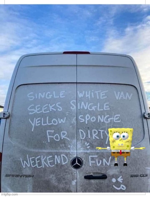 SpongeBob and van | image tagged in van,white van,spongebob | made w/ Imgflip meme maker