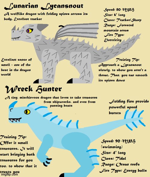 A couple of dragon species that I invented | image tagged in dragon,dragons,httyd | made w/ Imgflip meme maker