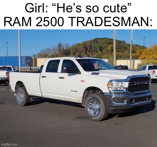 Cringe memes replaced with cars | Girl: “He’s so cute”
RAM 2500 TRADESMAN: | image tagged in funny,memes,cars | made w/ Imgflip meme maker