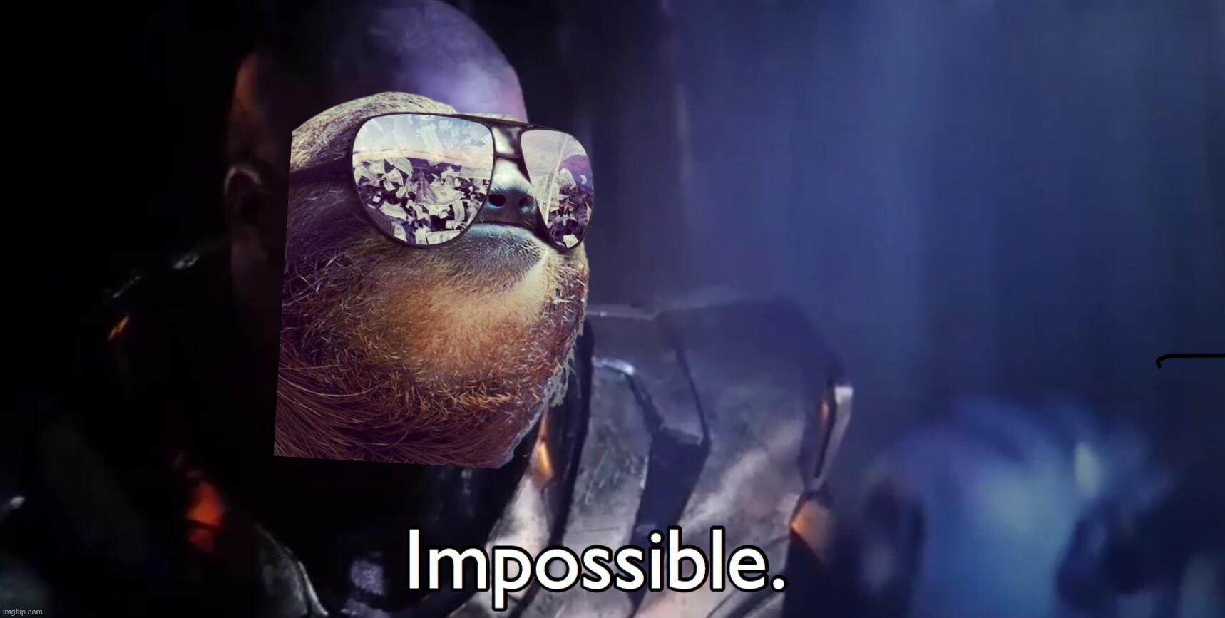 Thanos sloth impossible | image tagged in thanos sloth impossible | made w/ Imgflip meme maker