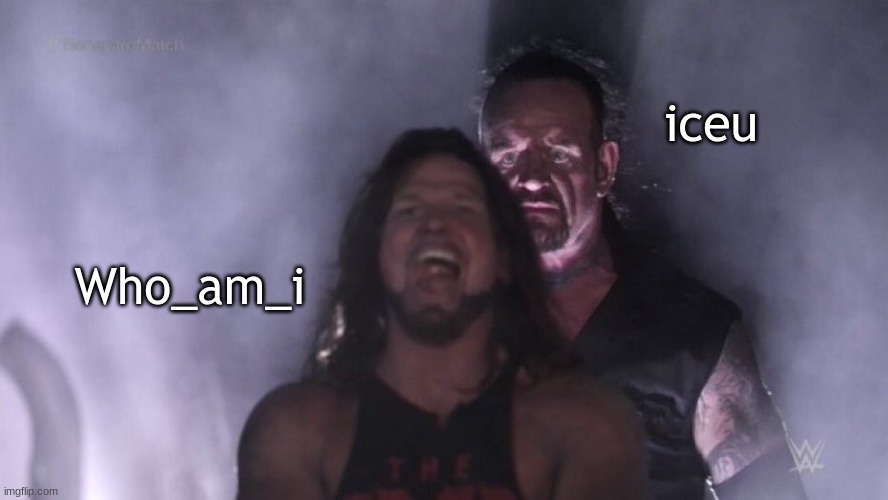 Why is iceu the best meme maker? | iceu; Who_am_i | image tagged in aj styles undertaker,iceu,thebestmememakerever | made w/ Imgflip meme maker