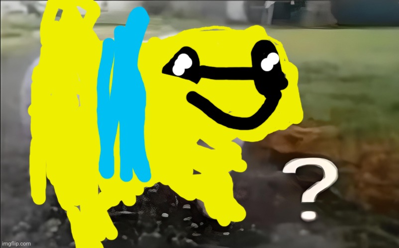 Huh dog as minion(terrible I know the drawing tool on here hates me | image tagged in huh dog | made w/ Imgflip meme maker