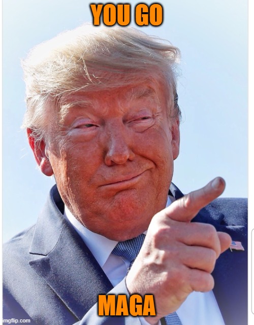 Trump pointing | YOU GO MAGA | image tagged in trump pointing | made w/ Imgflip meme maker