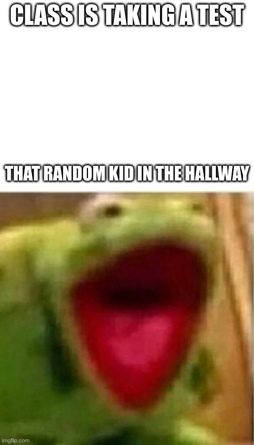 This actually happend |  CLASS IS TAKING A TEST; THAT RANDOM KID IN THE HALLWAY | image tagged in ahhhhhhhhhhhhh,funny,meme,school,test,midle school | made w/ Imgflip meme maker