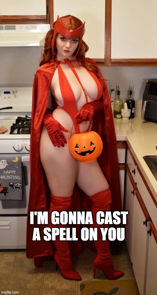 Witch |  I'M GONNA CAST A SPELL ON YOU | image tagged in boobs | made w/ Imgflip meme maker