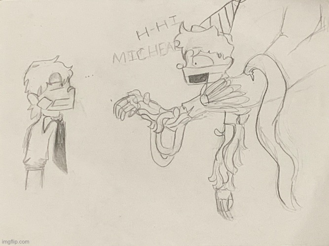 Random doodle that I did (sorry if the tie made Mikey look like William-) | image tagged in idk,fnaf doodle,a r t,help me please | made w/ Imgflip meme maker