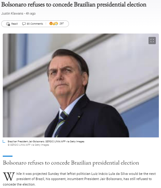 Bolsonaro refuses to concede Blank Meme Template