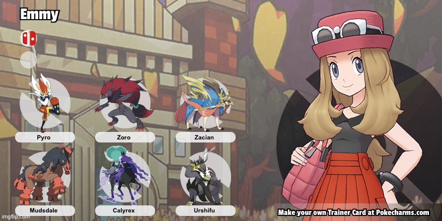 Since everyone else made a trainer card here’s mine ^^(this is my actual team in Sw/Sh ) | image tagged in pokemon trainer card | made w/ Imgflip meme maker