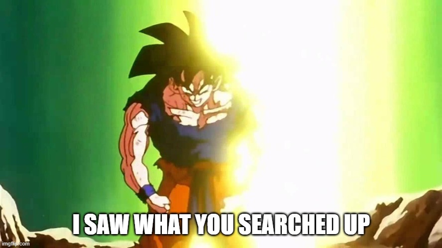 caught in 4k | I SAW WHAT YOU SEARCHED UP | image tagged in angry goku | made w/ Imgflip meme maker