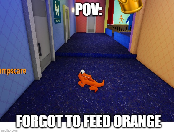 POV:; FORGOT TO FEED ORANGE | made w/ Imgflip meme maker