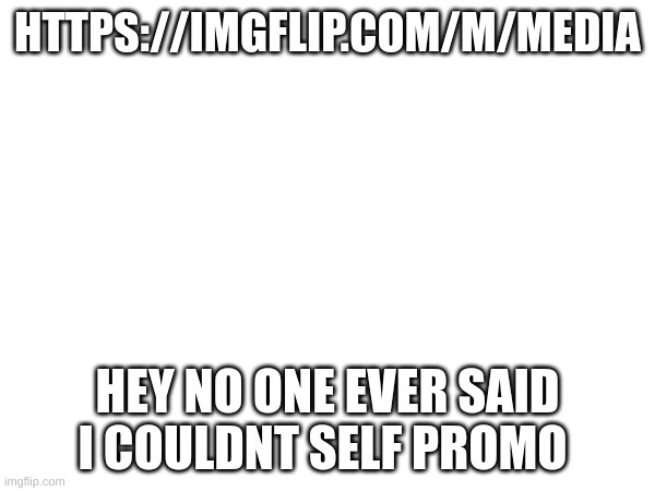 post in my stream (Edited and made it my stream) | HTTPS://IMGFLIP.COM/M/MEDIA; HEY NO ONE EVER SAID I COULDN'T SELF PROMO | image tagged in promotion | made w/ Imgflip meme maker