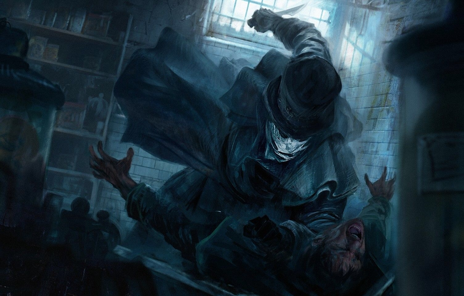 Jack The Ripper killing his victim Blank Meme Template
