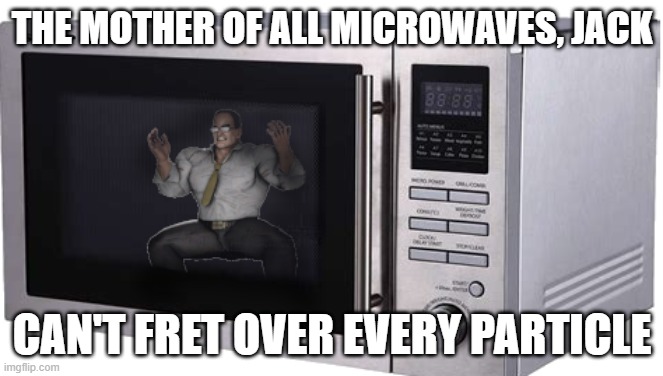 heatstrong | THE MOTHER OF ALL MICROWAVES, JACK; CAN'T FRET OVER EVERY PARTICLE | image tagged in senator microwave,heatstroke | made w/ Imgflip meme maker