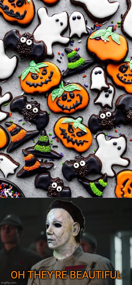 PERFECT HALLOWEEN COOKIES | OH THEY'RE BEAUTIFUL | image tagged in cookies,halloween,spooktober | made w/ Imgflip meme maker