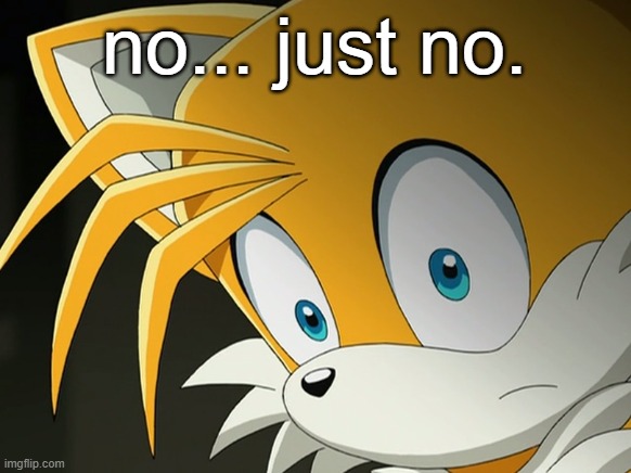 no... just no. | image tagged in tails | made w/ Imgflip meme maker