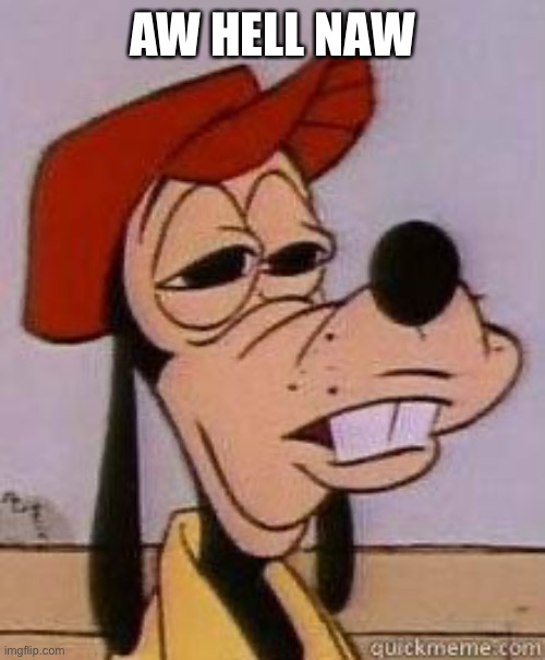 Stoned goofy | AW HELL NAW | image tagged in stoned goofy | made w/ Imgflip meme maker
