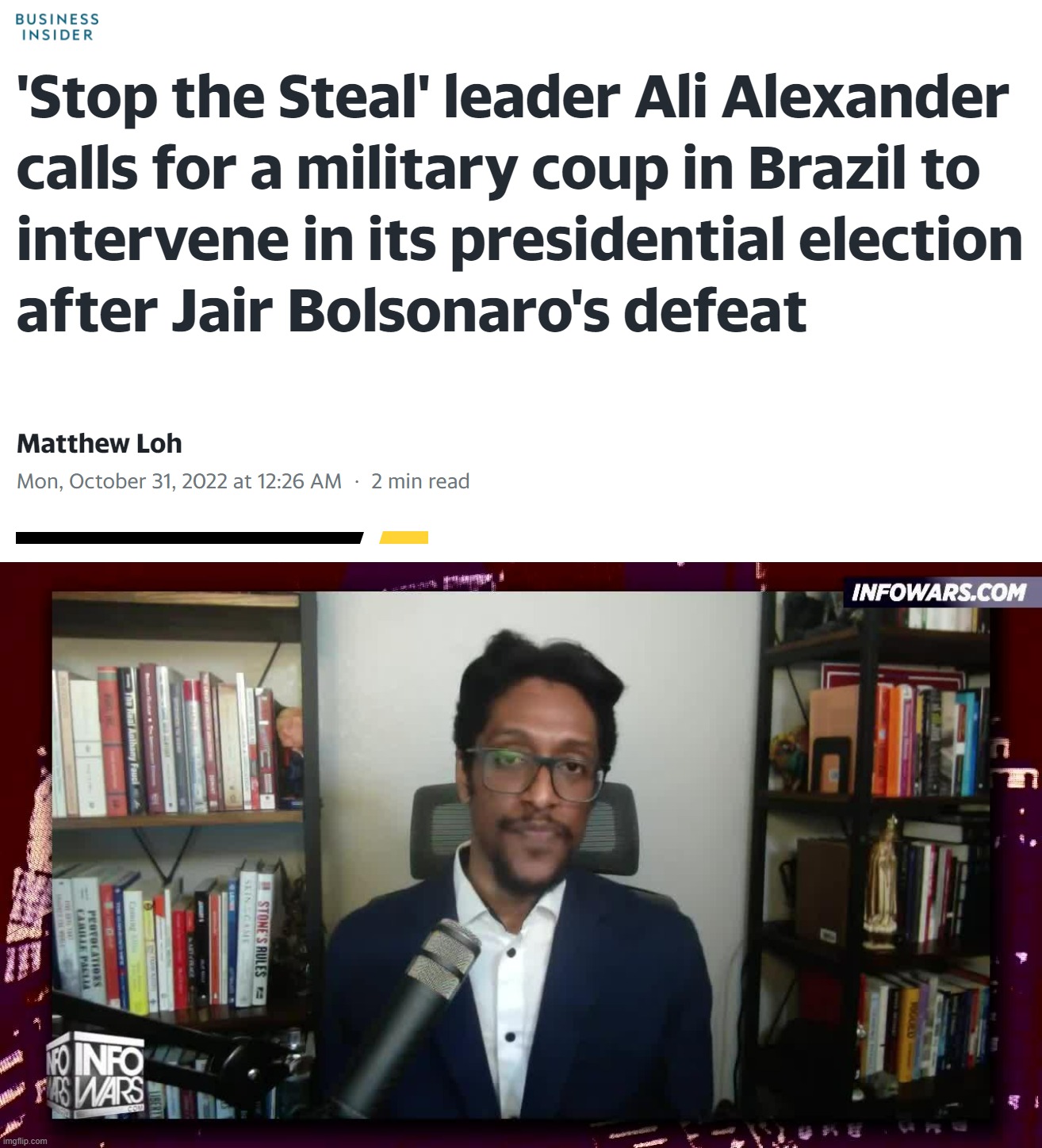 image tagged in stop the steal leader ali alexander calls for a military coup,ali alexander infowars fascist conspiracy wingnut | made w/ Imgflip meme maker