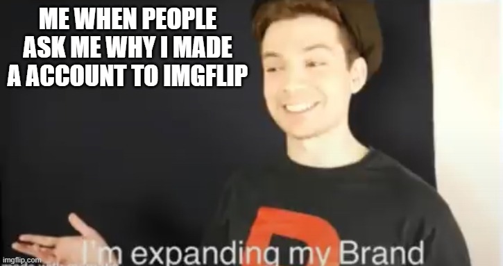 grunty boi meme | ME WHEN PEOPLE ASK ME WHY I MADE A ACCOUNT TO IMGFLIP | image tagged in grunty boi i'm expanding my brand | made w/ Imgflip meme maker