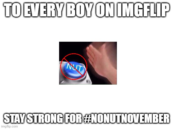 stay strong my boys | TO EVERY BOY ON IMGFLIP; STAY STRONG FOR #NONUTNOVEMBER | image tagged in blank white template,no nut november | made w/ Imgflip meme maker
