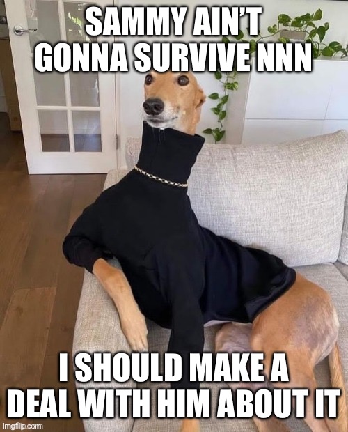 SAMMY AIN’T GONNA SURVIVE NNN; I SHOULD MAKE A DEAL WITH HIM ABOUT IT | made w/ Imgflip meme maker
