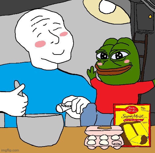 Pepe making Cake Wojack | image tagged in pepe making cake wojack | made w/ Imgflip meme maker