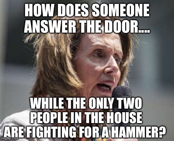 Who answered the door? | image tagged in pelosi,nancy pelosi is crazy,democrats,incompetence | made w/ Imgflip meme maker