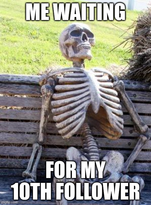 1 is  all i need | ME WAITING; FOR MY 10TH FOLLOWER | image tagged in memes,waiting skeleton | made w/ Imgflip meme maker