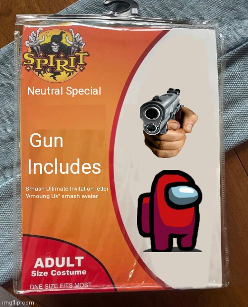 Neutral Special | Neutral Special; Gun; Includes; Smash Ultimate Invitation letter

"Amoung Us" smash avatar | image tagged in spirit halloween,among us,guns,super smash bros | made w/ Imgflip meme maker