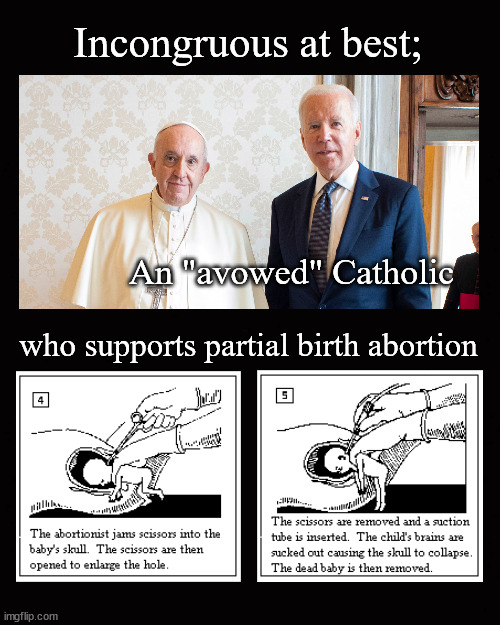 Biden supports partial birth abortion | Incongruous at best;; An "avowed" Catholic; who supports partial birth abortion | image tagged in partial birth abortion,biden,radical left | made w/ Imgflip meme maker
