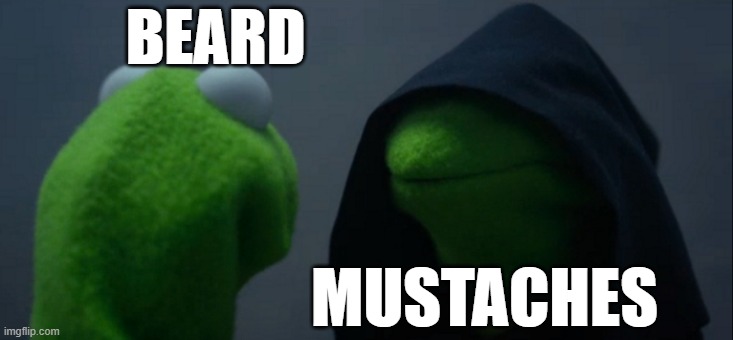 Evil Kermit | BEARD; MUSTACHES | image tagged in memes,evil kermit | made w/ Imgflip meme maker