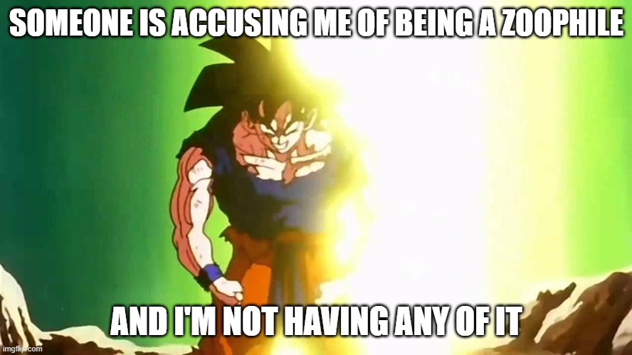 It's because I'm a furry isn't it!? NOT ALL FURRIES ARE ZOOPHILES | SOMEONE IS ACCUSING ME OF BEING A ZOOPHILE; AND I'M NOT HAVING ANY OF IT | image tagged in angry goku | made w/ Imgflip meme maker