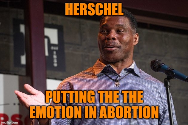 Herschel Walker | HERSCHEL PUTTING THE THE EMOTION IN ABORTION | image tagged in herschel walker | made w/ Imgflip meme maker