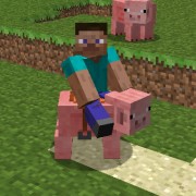 minecraft awesome pig riding Blank Meme Template