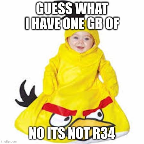 GUESS WHAT I HAVE ONE GB OF; NO ITS NOT R34 | made w/ Imgflip meme maker
