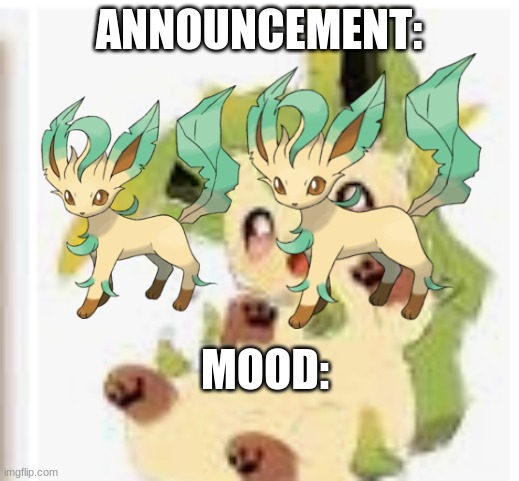 redesinged template for cookie_the eevee | ANNOUNCEMENT:; MOOD: | image tagged in custom template | made w/ Imgflip meme maker