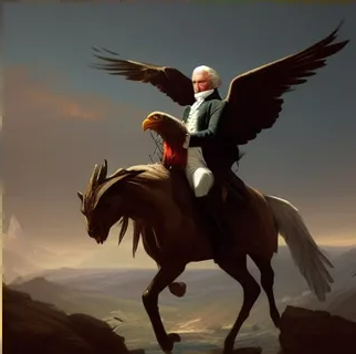 Alexander Hamilton riding a bald eagle to glory Blank Meme Template