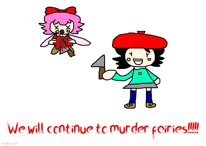 Adeleine is a IMPOSTER!!!!! | image tagged in kirby,gore,blood,funny,cute,artwork | made w/ Imgflip meme maker