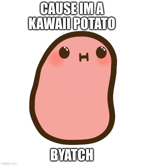 cause im a kawaii potato bitch | CAUSE IM A KAWAII POTATO BYATCH | image tagged in cause im a kawaii potato bitch | made w/ Imgflip meme maker