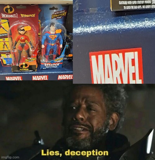 Ahh yes, marvel's Superman and ? | image tagged in sw lies deception | made w/ Imgflip meme maker