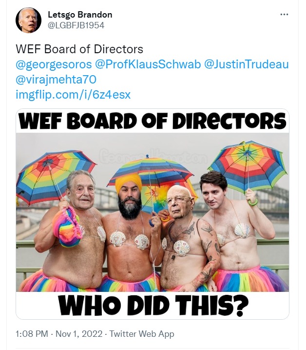 Letsgo Brandon Trolling the World Economic Forum (WEF) | image tagged in let's go brandon,trolling the wef,trolling,internet trolls,trolling the troll,triggering communists | made w/ Imgflip meme maker