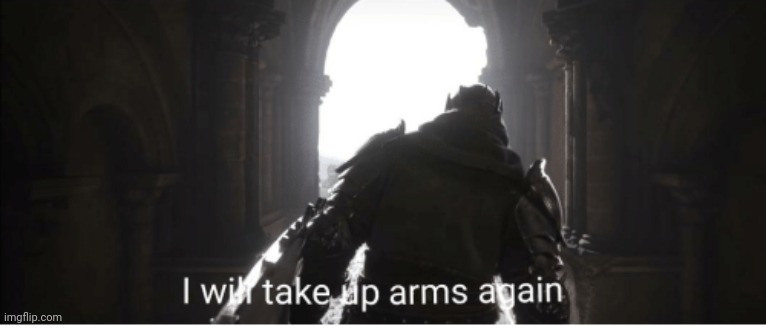 I will take up arms again | image tagged in i will take up arms again | made w/ Imgflip meme maker