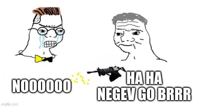 nooo haha go brrr | NOOOOOO HA HA NEGEV GO BRRR | image tagged in nooo haha go brrr | made w/ Imgflip meme maker