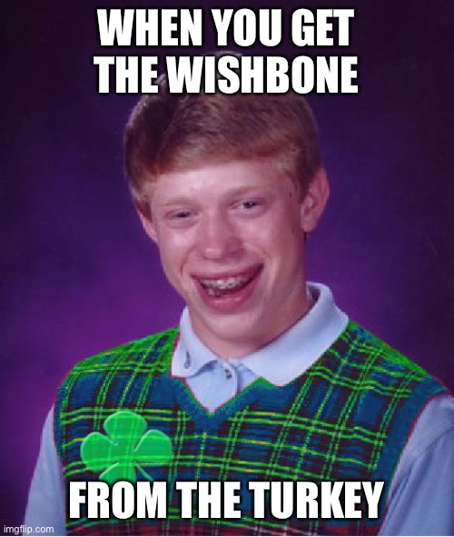 good luck brian | WHEN YOU GET  THE WISHBONE FROM THE TURKEY | image tagged in good luck brian | made w/ Imgflip meme maker