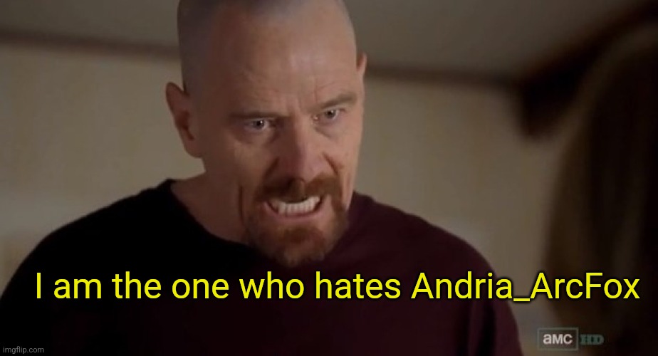 I am the one who knocks | I am the one who hates Andria_ArcFox | image tagged in i am the one who knocks | made w/ Imgflip meme maker