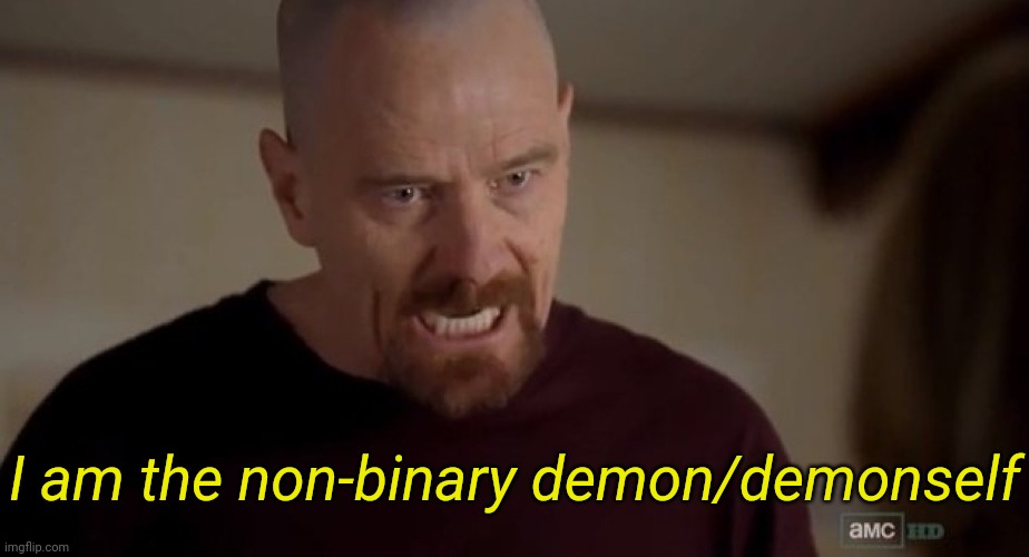 . | I am the non-binary demon/demonself | image tagged in i am the one who knocks | made w/ Imgflip meme maker